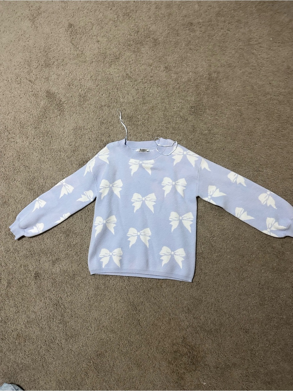 cupcakes & cashmere Pastel Blue Bow Knit Sweater